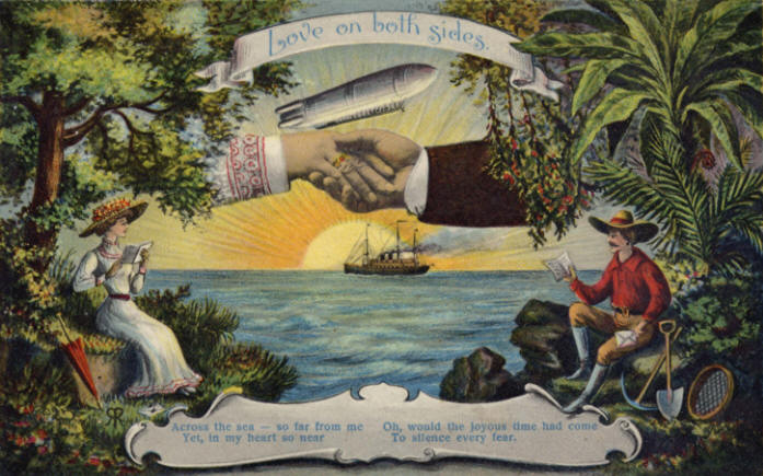 romantic postcard across the sea